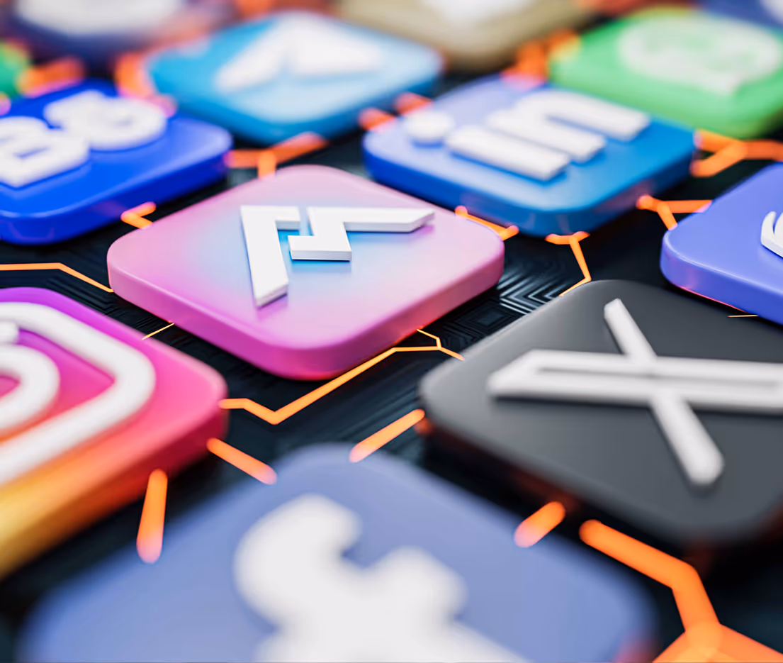 Unternehmens Logos App style 3D Render