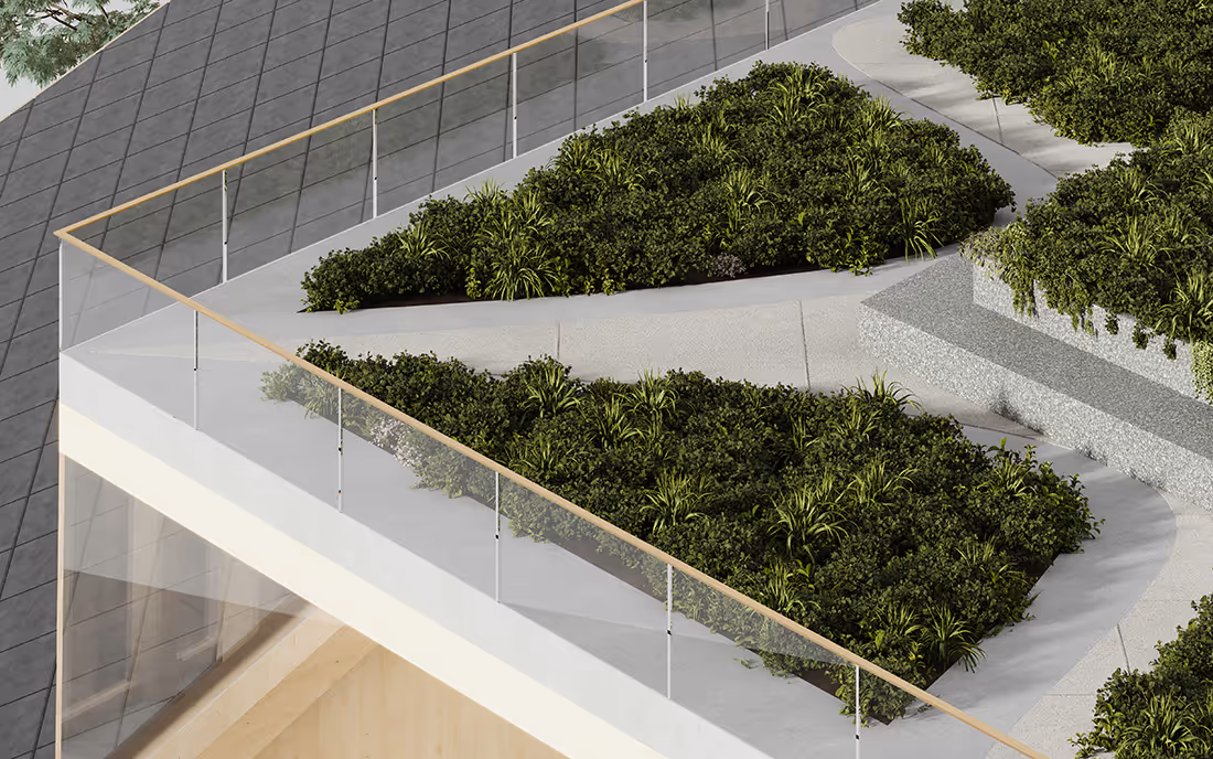 Architektur Render von Balkon mit Pflanzen